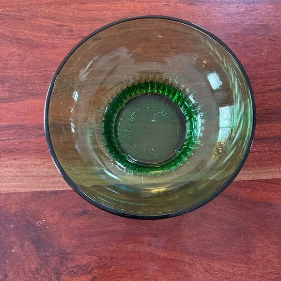 Vintage A L Randall Co. 1960’s Green Candy Bowl with Ribbed Collar Base - Picture 4 of 5